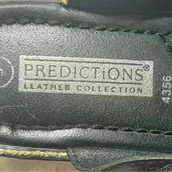 VTG PREDICTIONS Y2K LEATHER WOMENS MULES SHOES Sz 9 BLACK WEAVE CHUNKY EXCELLENT - Picture 8 of 10